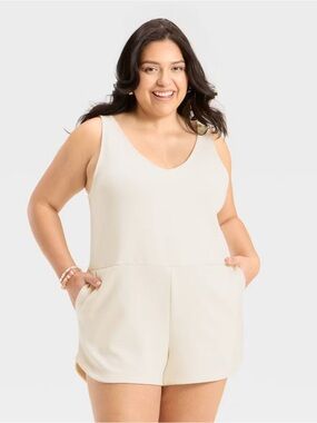 a new day Cream Sleeveless Romper | Size M